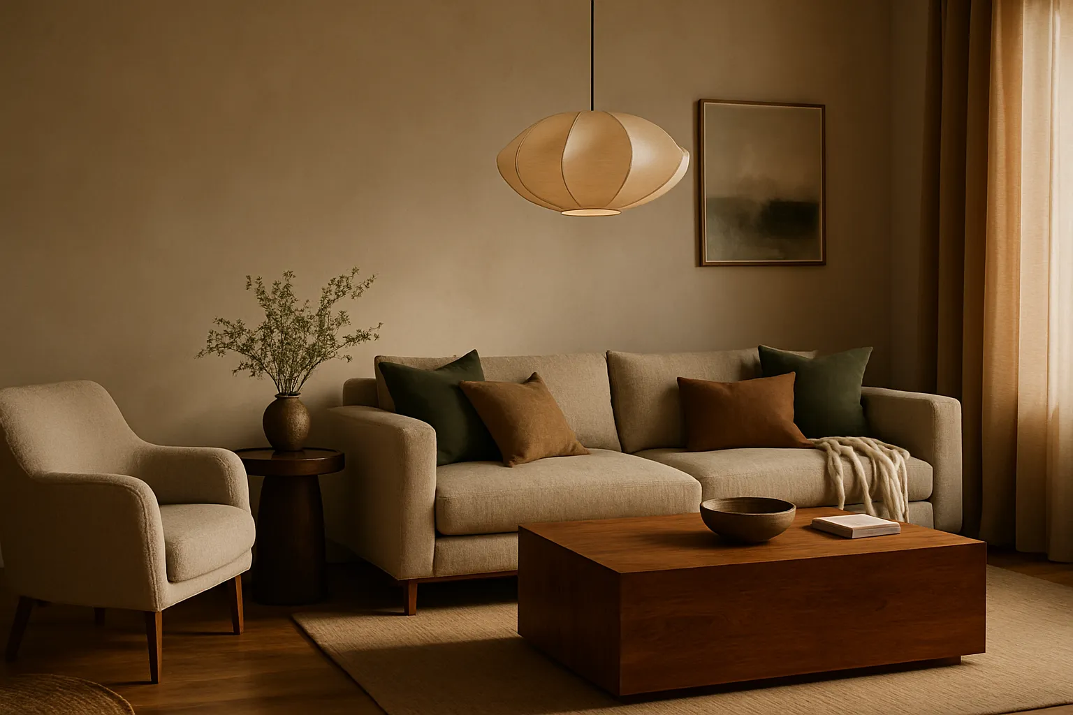Warm, considered home interior featuring curated décor
